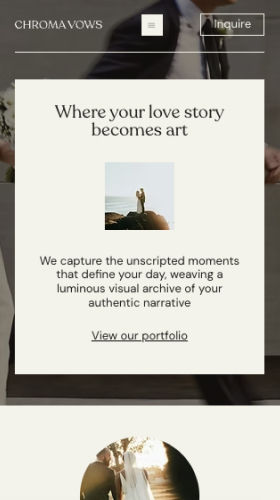 Wix wedding template for a wedding photography portfolio and studio