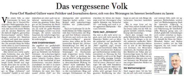 Ausriss: "Frankfurter Neue Presse" Das vergessene Volk
