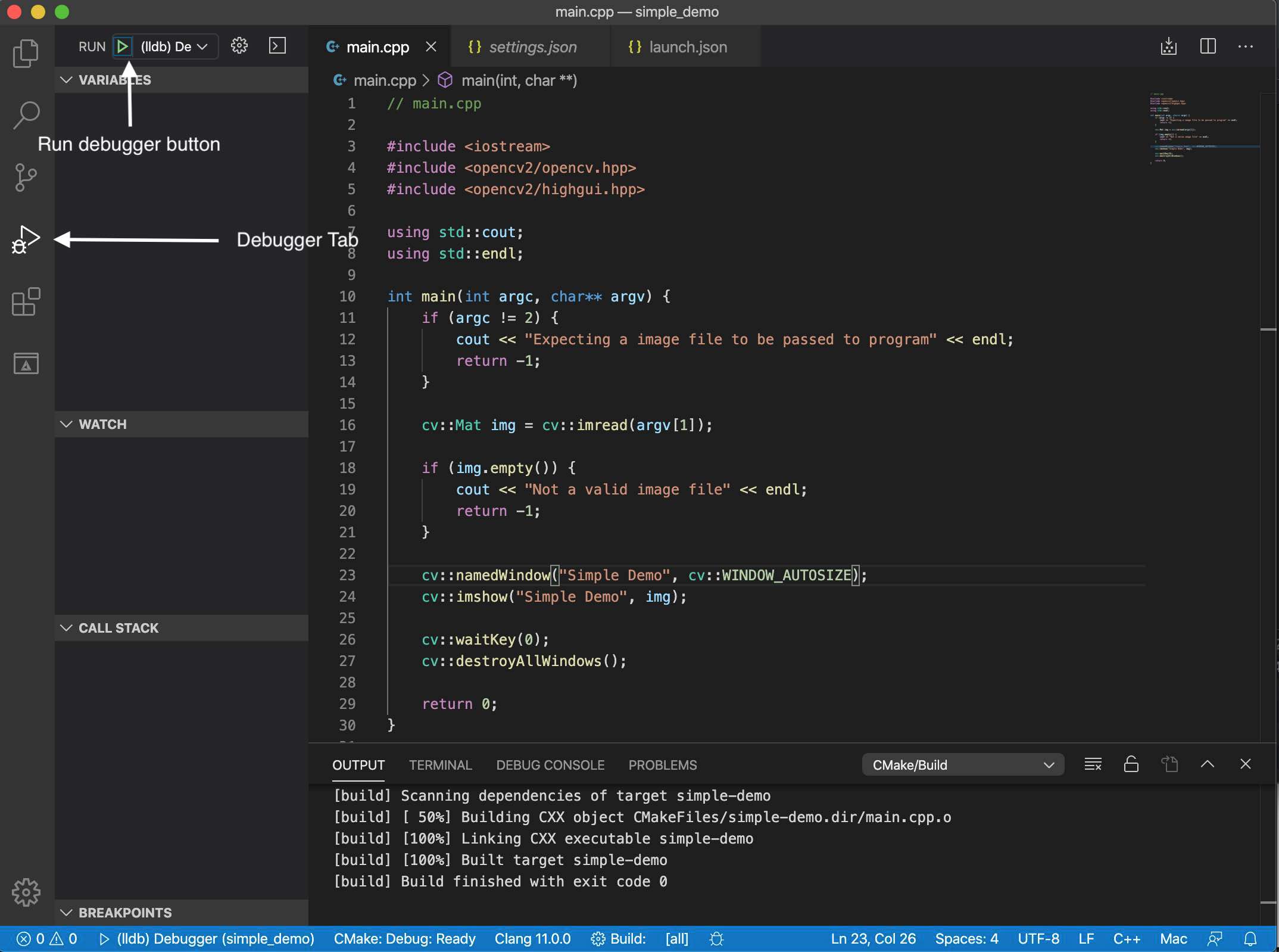 VS Code Debug Tab