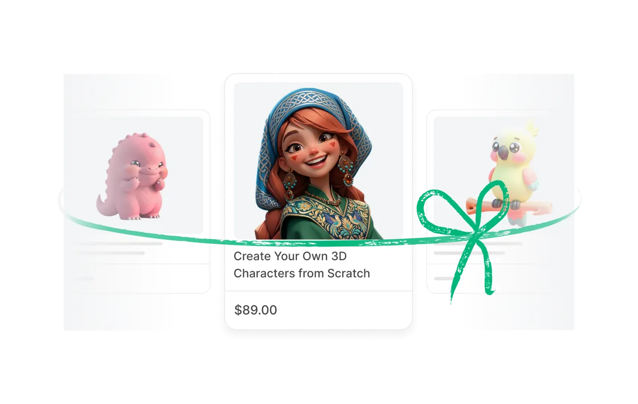 A koi fish identification quiz with a searchable content bank panel showing reusable items like