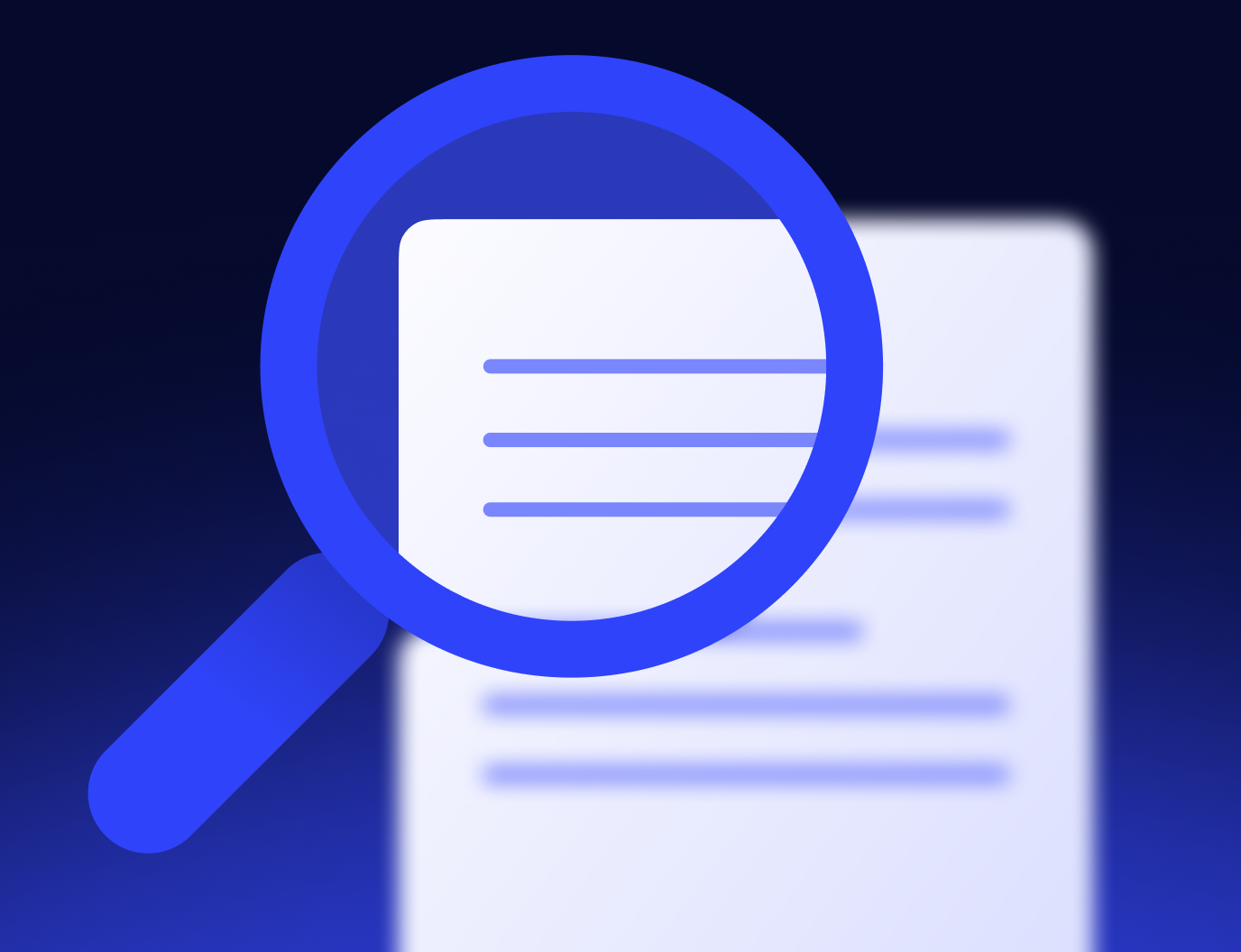 Magnifying glass highlighting a document