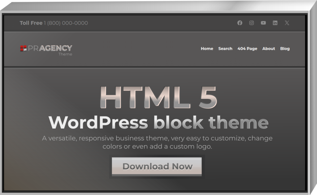 PR Agency HTML5 WordPress Block Theme - screenshot - html 5 WordPress block theme