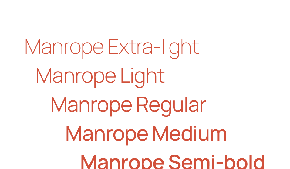 Illustration of 5 different weights of the font "Manrope".