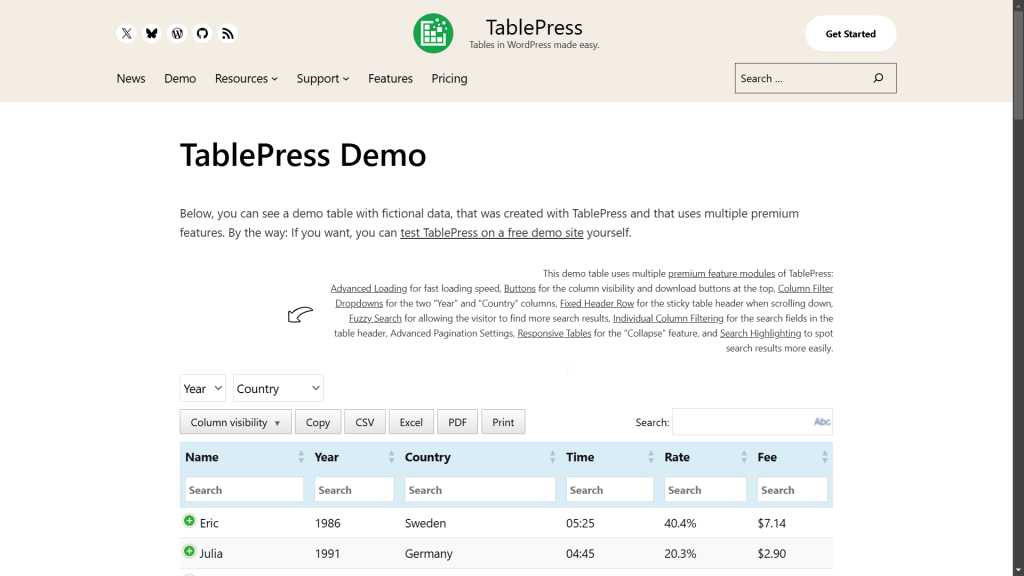 TablePress