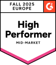 G2 2025 High Performer Europe Badge G2 2025 High Performer Europe badge