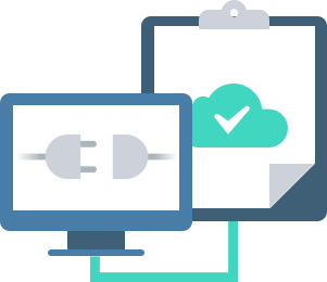 Offline Forms Feature Illustration with Computer and Clipboard - WPForms Offline forms feature illustration with computer and clipboard