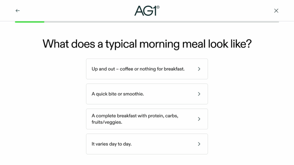 AG1 lead generation quiz