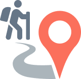 User Journey Icon with Hiker and Location Pin - WPForms User journey icon with hiker and location pin