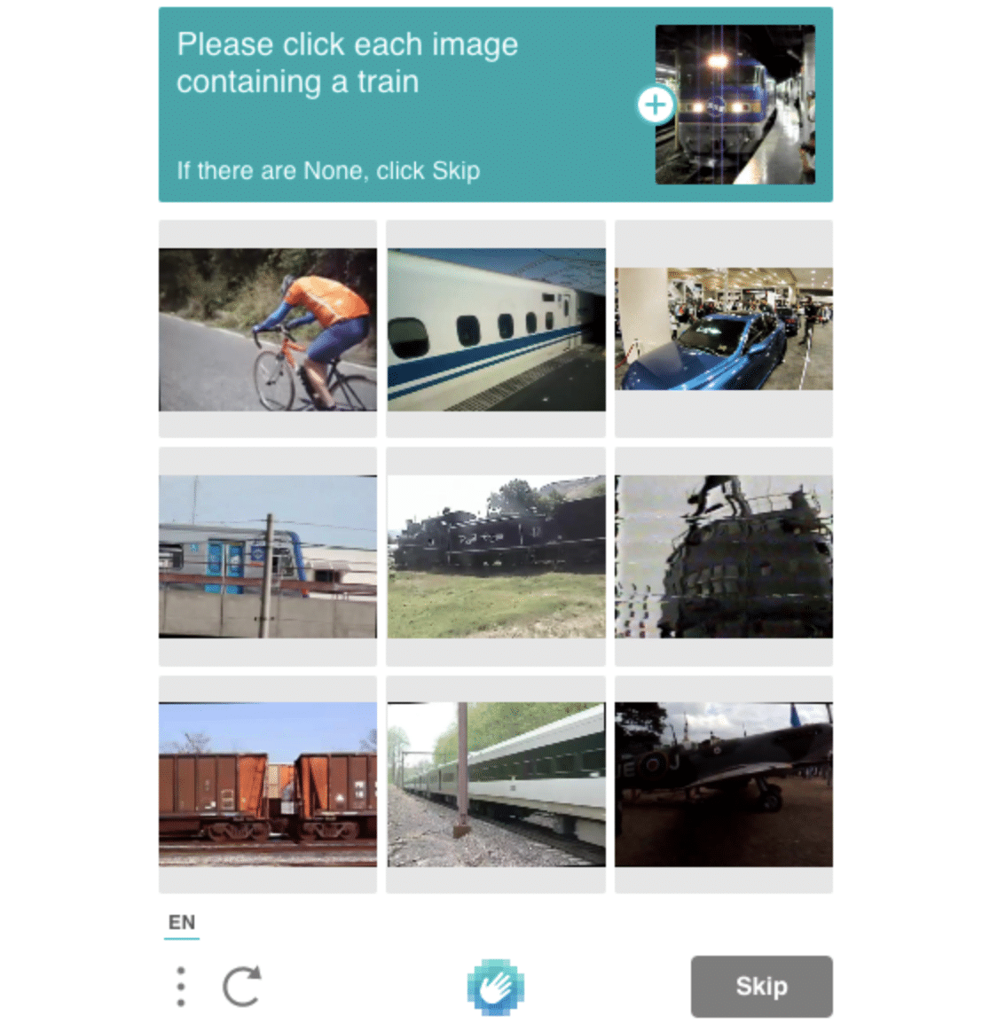 Sfida immagine in hCaptcha