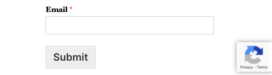 Esempio di reCAPTCHA invisibile - WPForms Esempio di reCAPTCHA invisibile