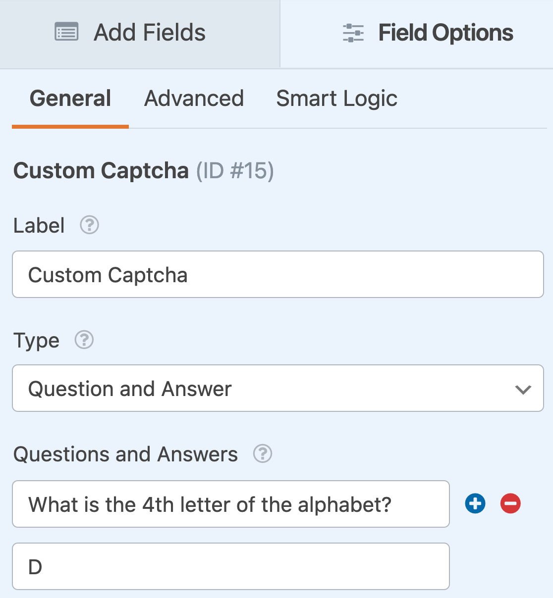 Domanda/risposta captcha personalizzata - WPForms Impostazione di un captcha personalizzato Domanda e Risposta