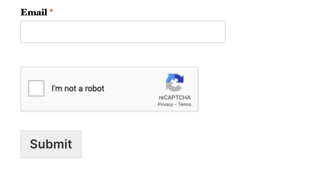 Esempio di reCAPTCHA con casella di controllo - WPForms Esempio di reCAPTCHA con casella di controllo