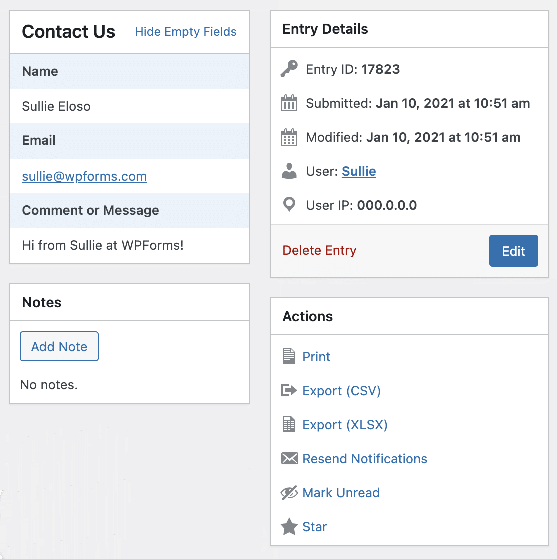 individual-entry - WPForms An individual entry in WPForms