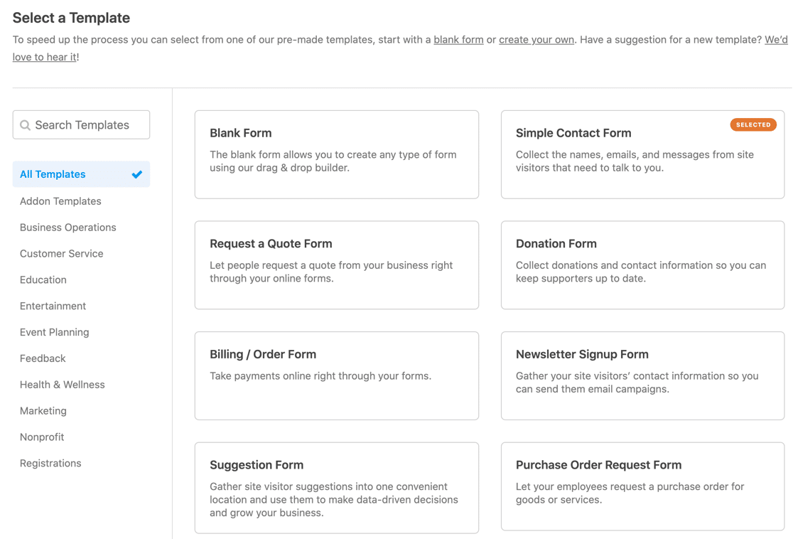 WPForms Templates - WPForms WPForms templates