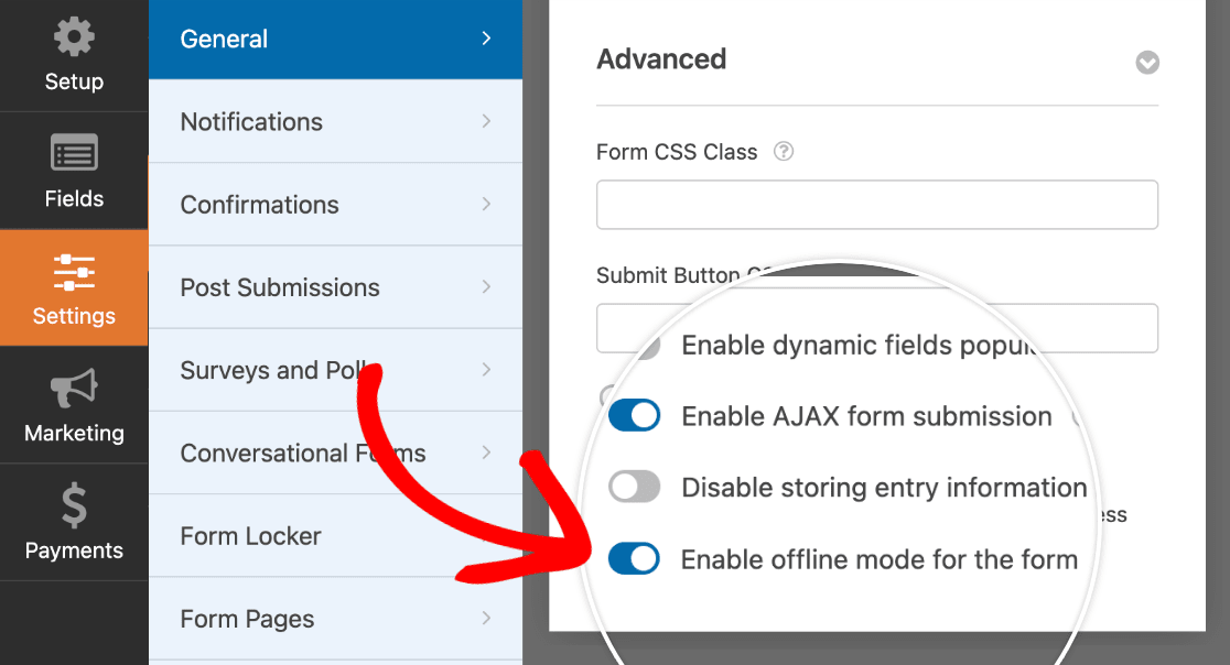 Enable Offline Mode - WPForms Enable Offline Mode