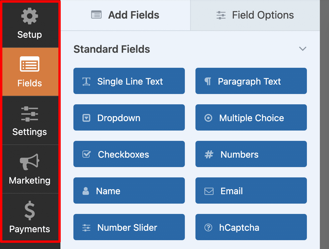 Form Builder Tabs - WPForms The WPForms form builder tabs