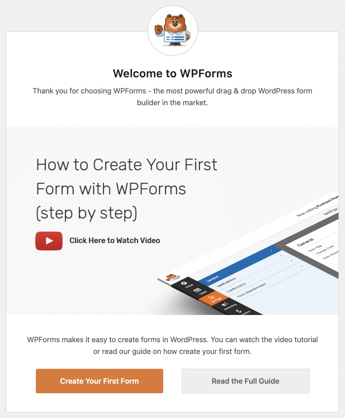 welcome-to-wpforms - WPForms Welcome to WPForms installation message
