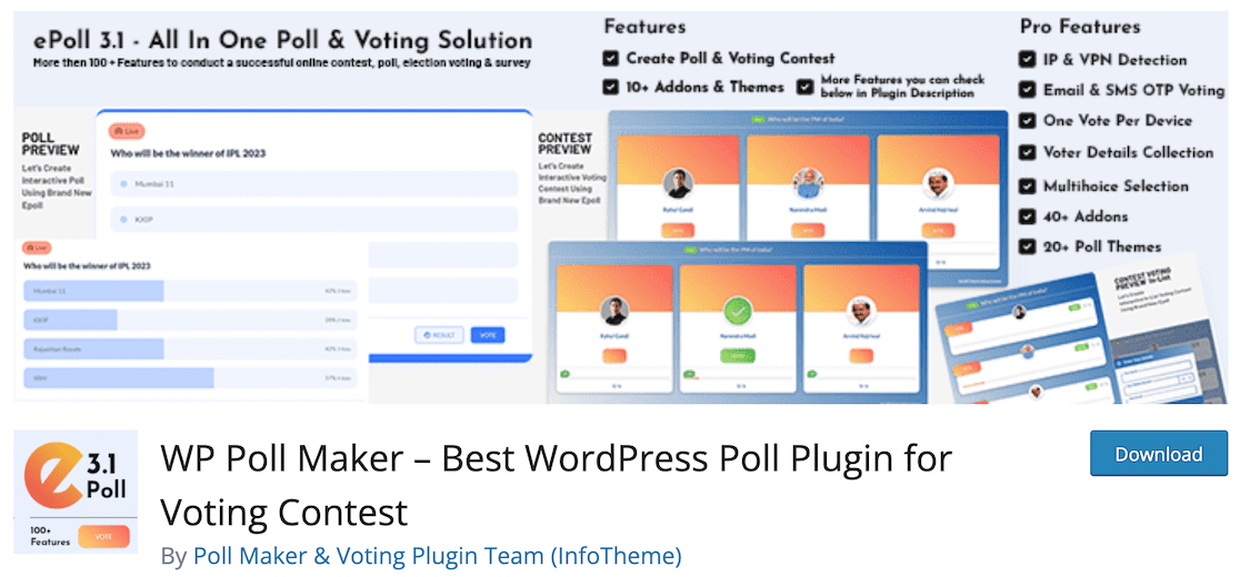 WP Poll Maker - WPForms WP Poll Maker page on the WordPress repo