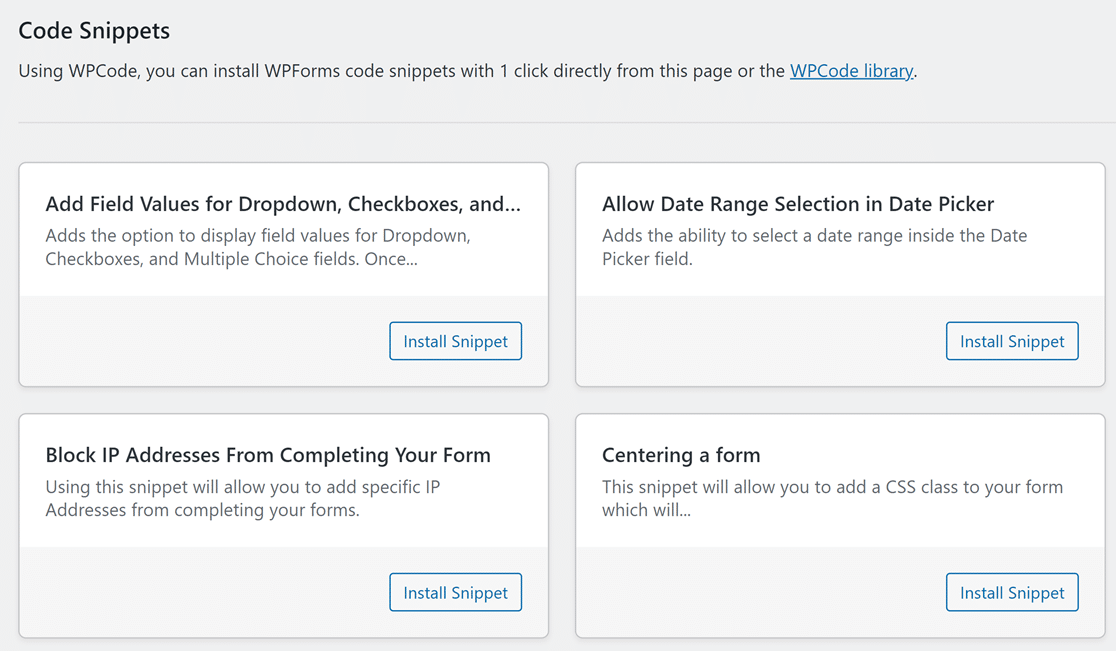 Code Snippets in WPForms - WPForms WPForms Features - Custom Code Snippets
