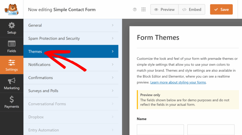 Accessing form themes