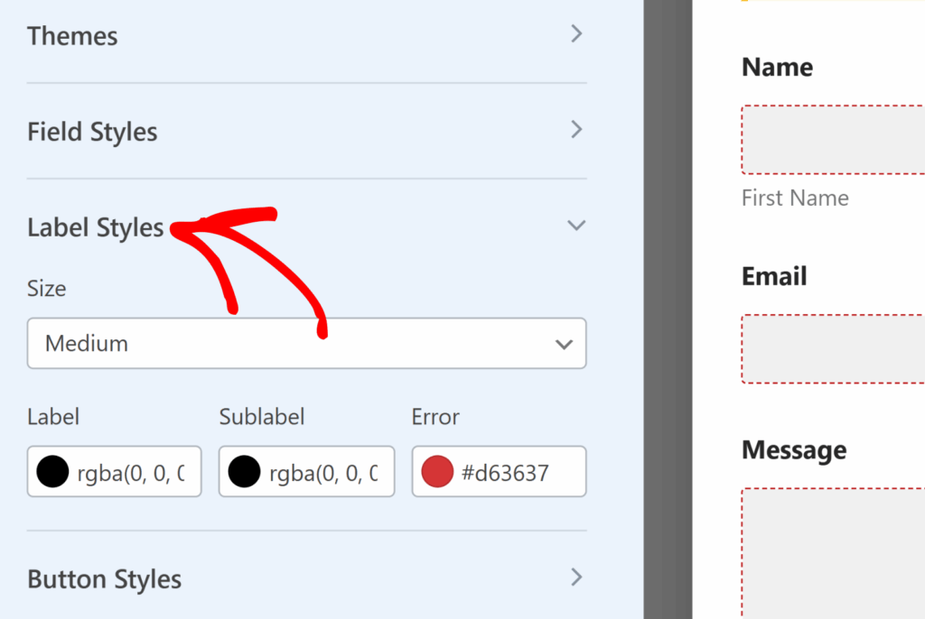 Label Styles option