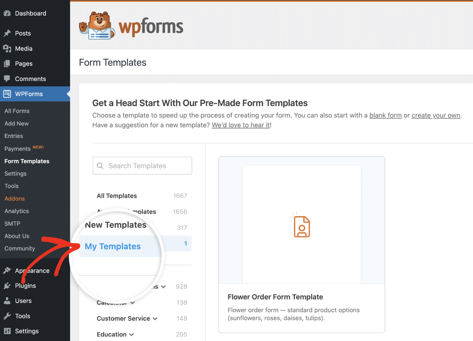 View Custom Templates - WPForms Viewing custom form templates in WPForms