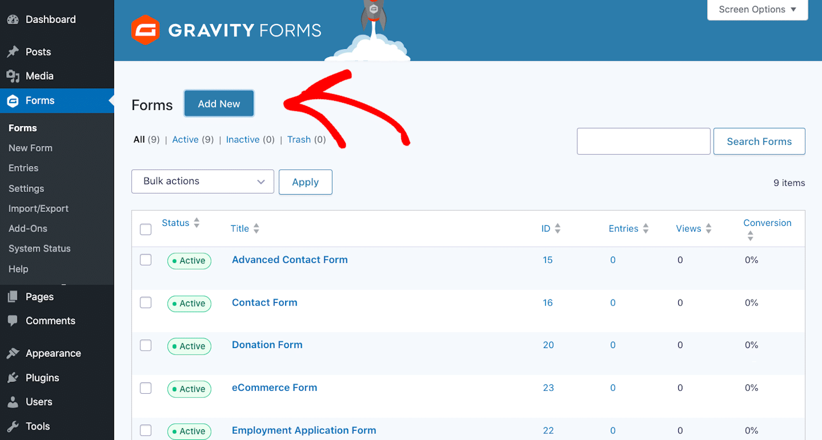 Adding a new form with Gravity Forms