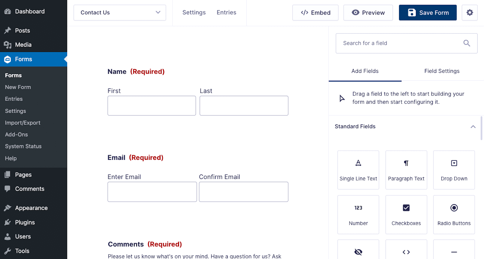 Building a form with Gravity Forms