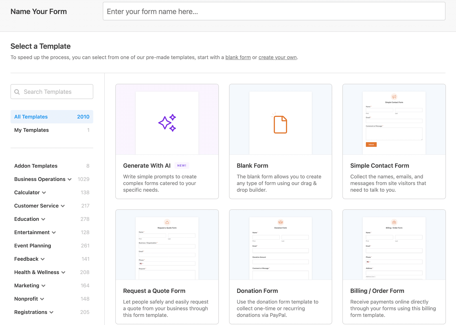 Crea un modulo in WPForms
