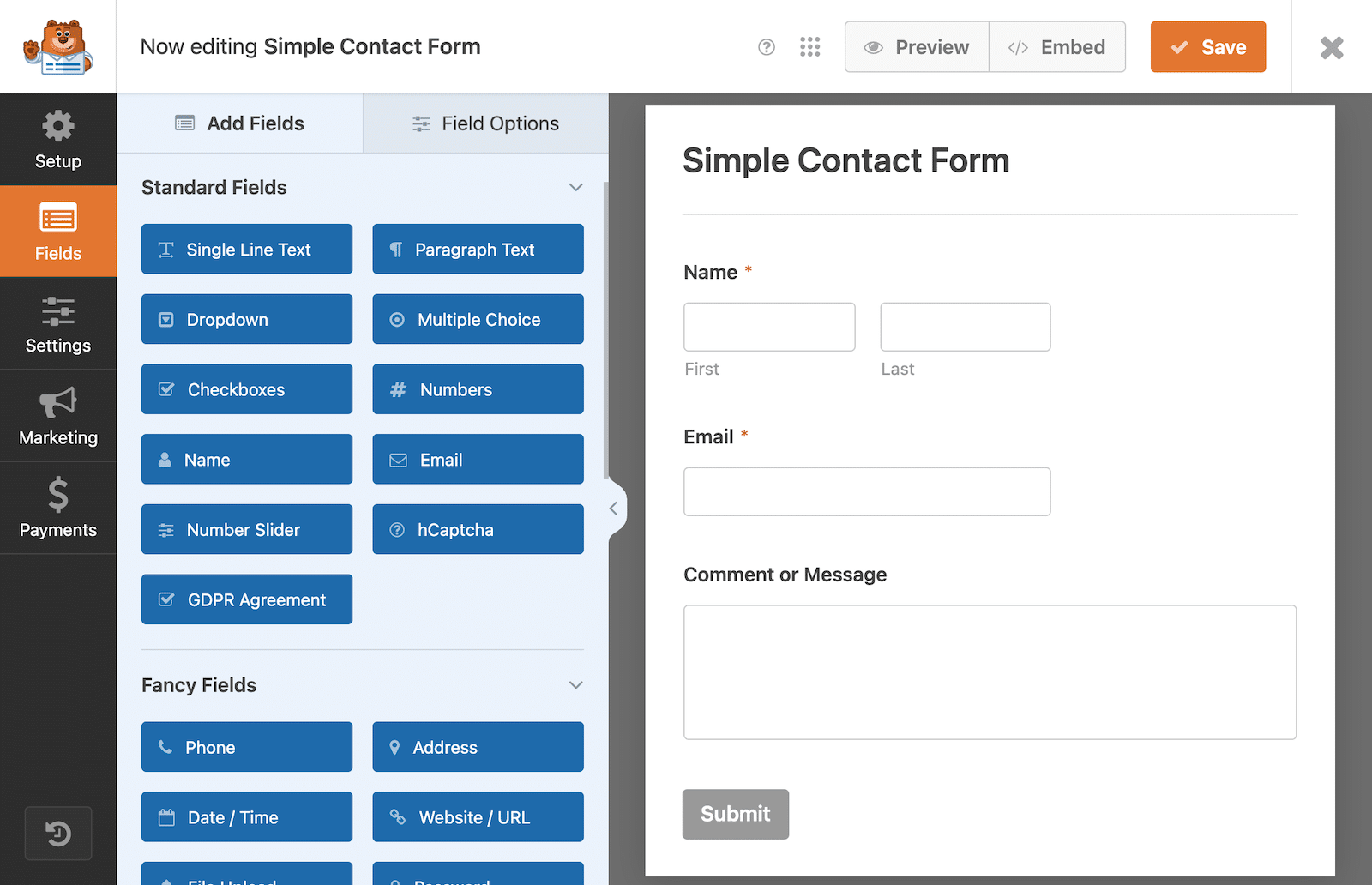 Costruttore di moduli drag-and-drop di WPForms