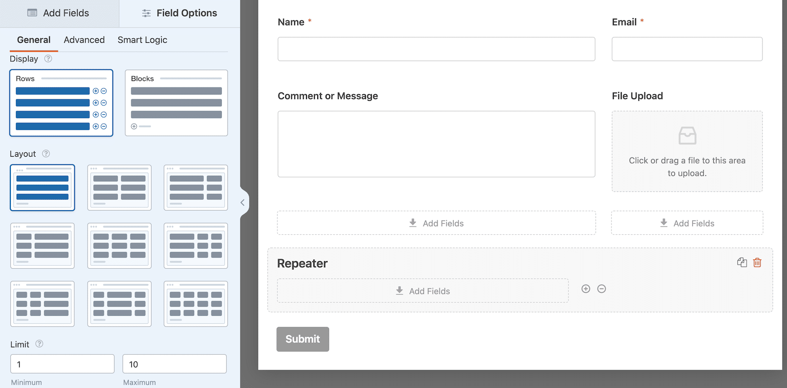 Aggiungere campi ripetitori in WPForms