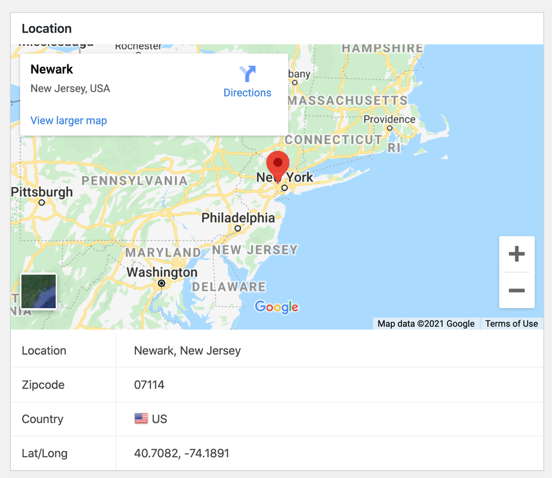 Geolocalizzazione WPForms per una voce - WPForms Geolocalizzazione WPForms per una voce