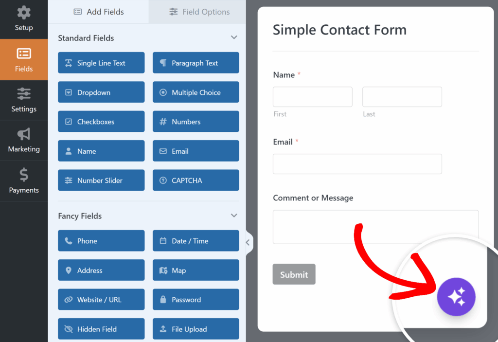 WPForms Smart Edit button