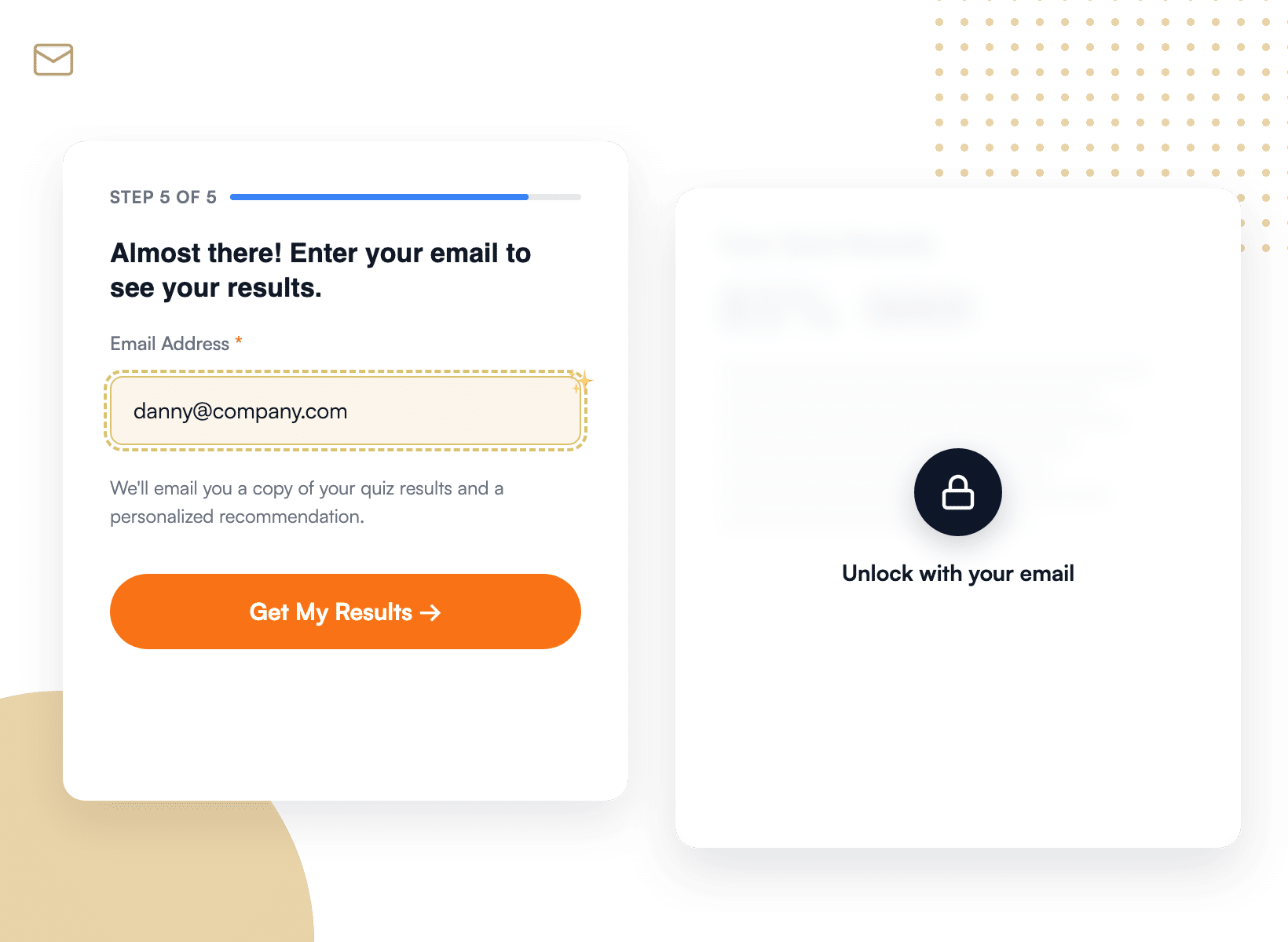 Lead generation quiz with an email gate in WPForms