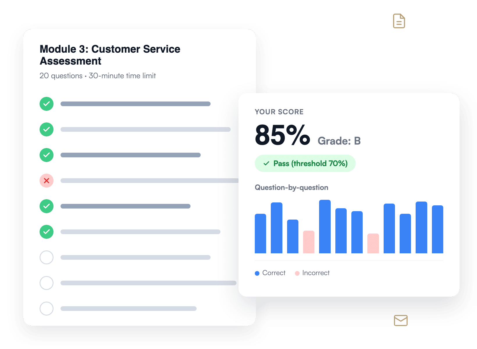 Graded course assessment quiz with score breakdown in WPForms