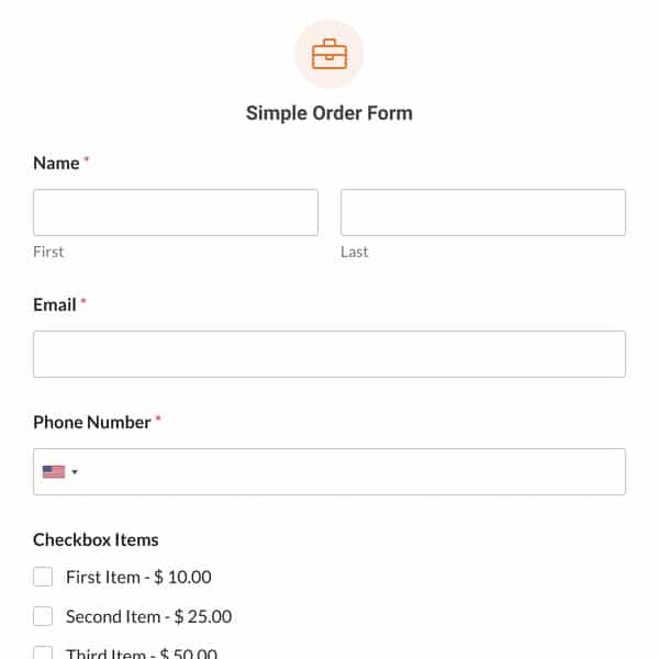 Simple Order Form template preview