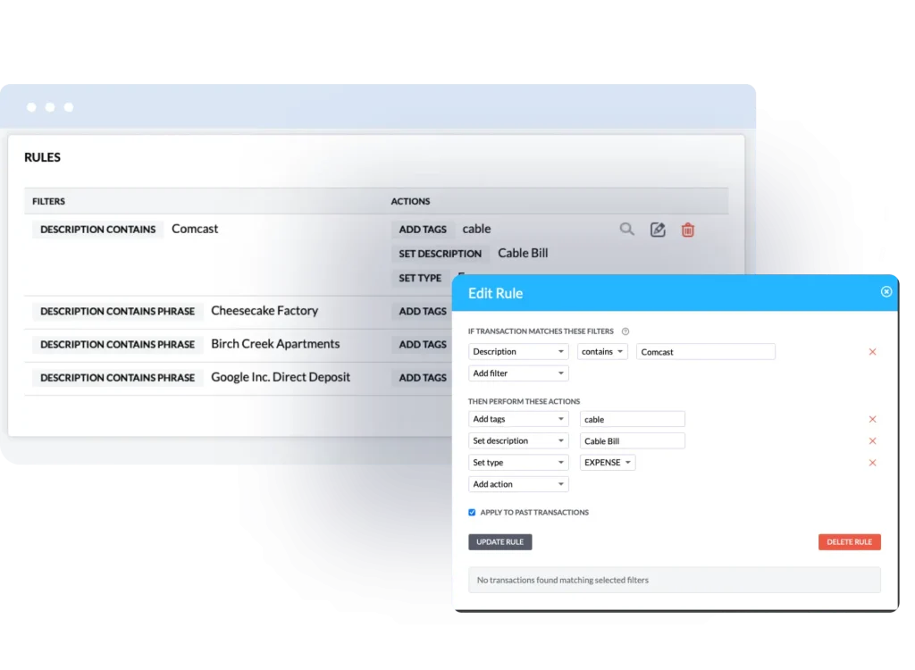 Personalize your transactions with rules