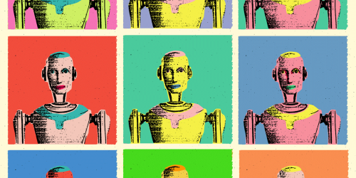 robot portraits Warhol-style