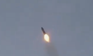 Iran firing missiles at Bahrain and Qatar over the weekend. Screengrab via Social Media.
