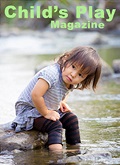 Child’s Play Magazine cover with child sitting on a rock in the river