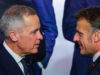 Paris, France, January 6, 2026 - Prime Minister Mark Carney shakes hands with French President Emmanuel Macron as leaders of the Coalition of the Willing gather at the Élysée Palace ahead of a family photo.
Photo: Lars Hagberg https://www.pm.gc.ca/sites/pm/files/2026-02/2026-01-06-8-LH-Paris-21-FR.jpg