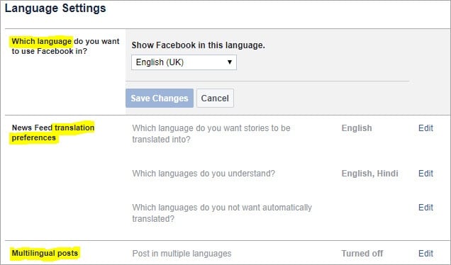 Language Settings