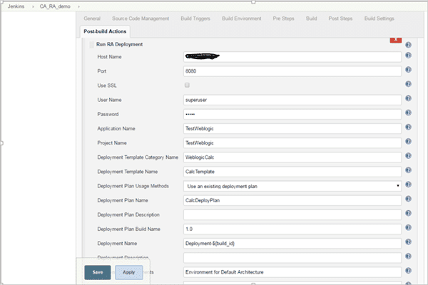 Post-build Action Integration of Jenkins with CA RA