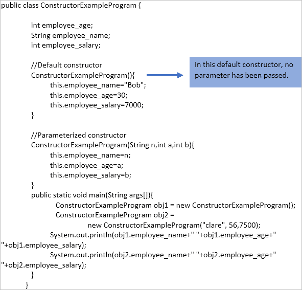 Constructor sample programme