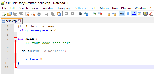 Notepad++ editor in C++