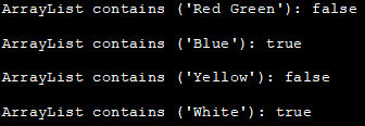 Output - ArrayList contains