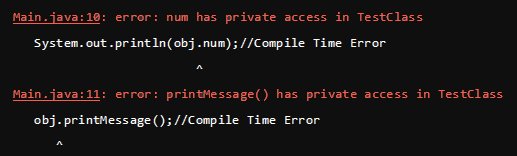 Private access modifier in Java
