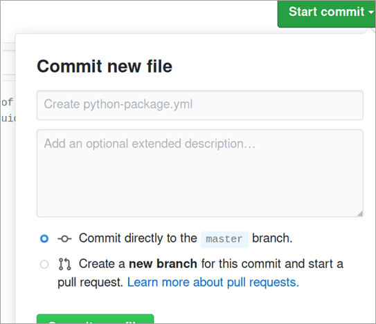 Git Actions Python package file
