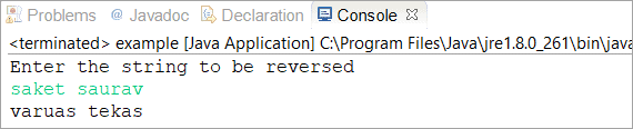 Reverse a String - output