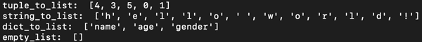 list - Output